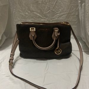 Michael Kors brown leather logo handbag